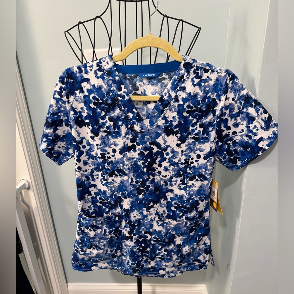 NEW Carhartt Force Extra Small XS Royal Navy Blue Women’s scrub top C12114A